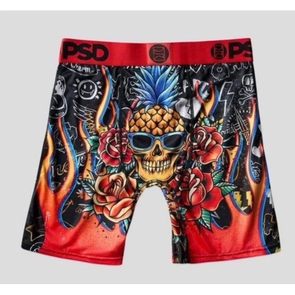 Brand New Men's PSD Tropical Pineapple Skull Print Underwear Size Large, 2 Pair